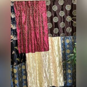 VERATEX SHOWER CURTAIN ASIAN MOTIFS PATCHWORK FLORAL AND BUTTERFLY PRINT: